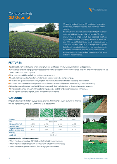 The front cover of 3D geomat catalog