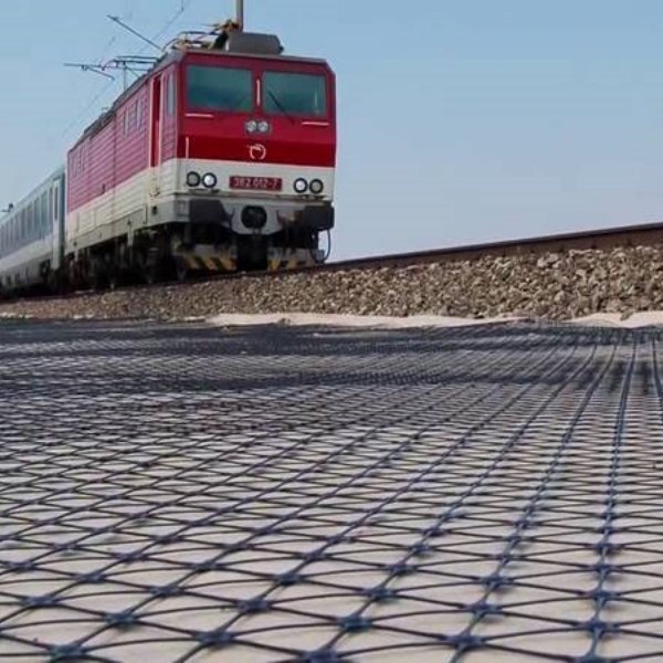 Geogrid is used for railway foundation reinforcement.