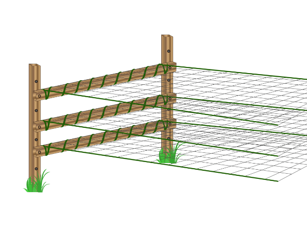 Install 3 layers of the plastic plant support nets onto the post.