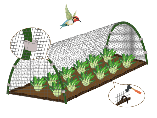 Plastic anti bird net is fixed onto the bracket for bird prevention.