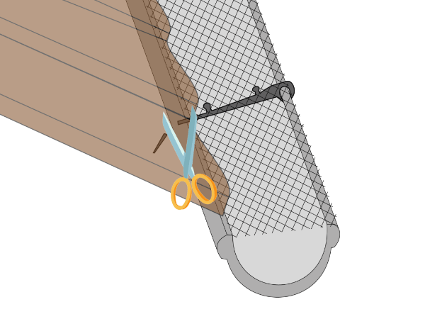 Cut the excessive length of the clip hook for fixing the gutter guard.