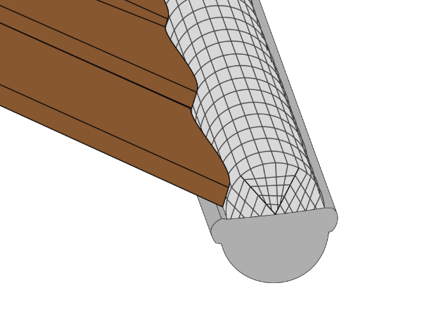 Cut and fold the end of the plastic mesh gutter guard.