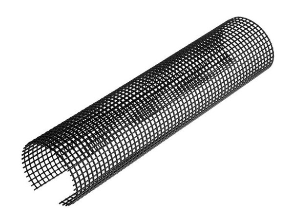 Convex plastic mesh gutter guard on a white background