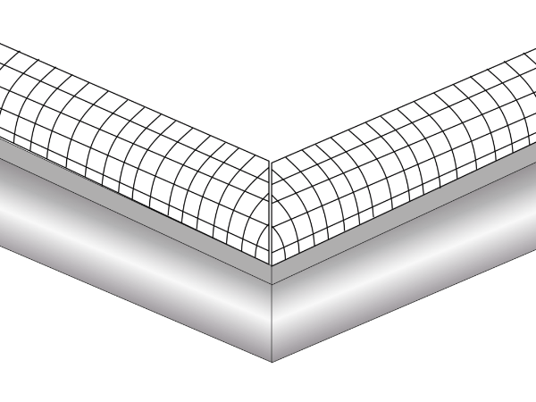 Bevel the convex plastic gutter guard.