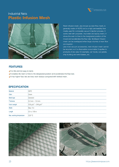 The front cover of resin infusion mesh catalog
