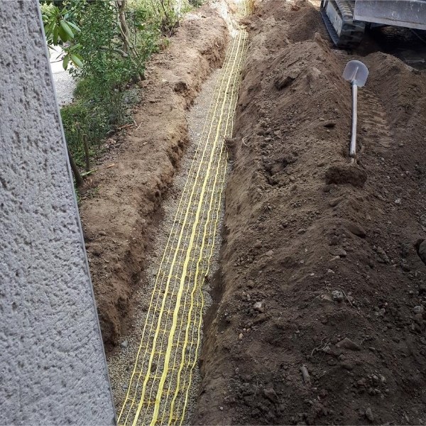 Underground warning mesh is placed underground.